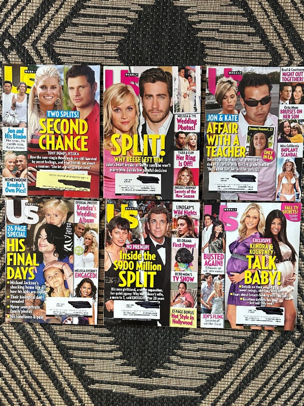 Vintage Lot of 6 US Weekly Magazines 2009 Celebrity Gossip Fashion Party Life
